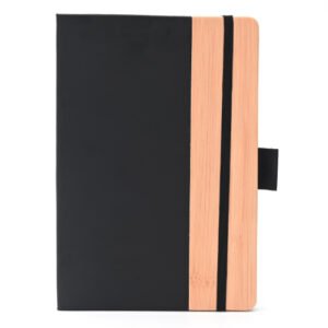 Cuaderno anotador A5 Premium 80 Hojas rayadas con negro símil madera